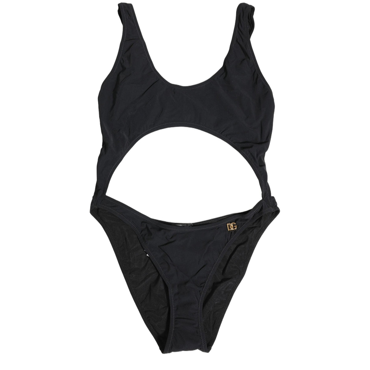 Dolce & Gabbana Black Cutout Logo One Piece Swimsuit Swimwear