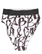 Dolce & Gabbana White Black Graphic Logo High Brief Underwear