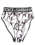 Dolce & Gabbana white and black graphic logo high brief underwear with bold print and comfortable fit.