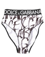 Dolce & Gabbana White Black Graphic Logo High Brief Underwear