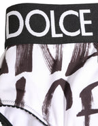 Dolce & Gabbana White Black Graphic Logo High Brief Underwear