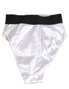 Dolce & Gabbana White Satin High-Waist Brief Logo Women Underwear