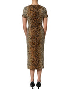 Dolce & Gabbana Brown Leopard Print Silk Sheath Midi Dress