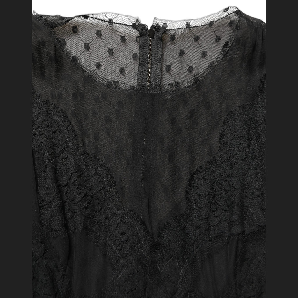Dolce & Gabbana Black Lace Trim Sleeveless A-line Mini Dress