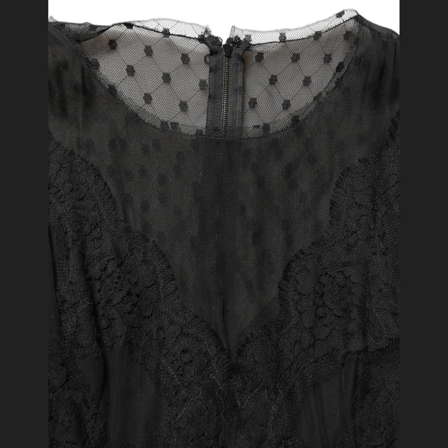 Dolce & Gabbana Black Lace Trim Sleeveless A-line Mini Dress