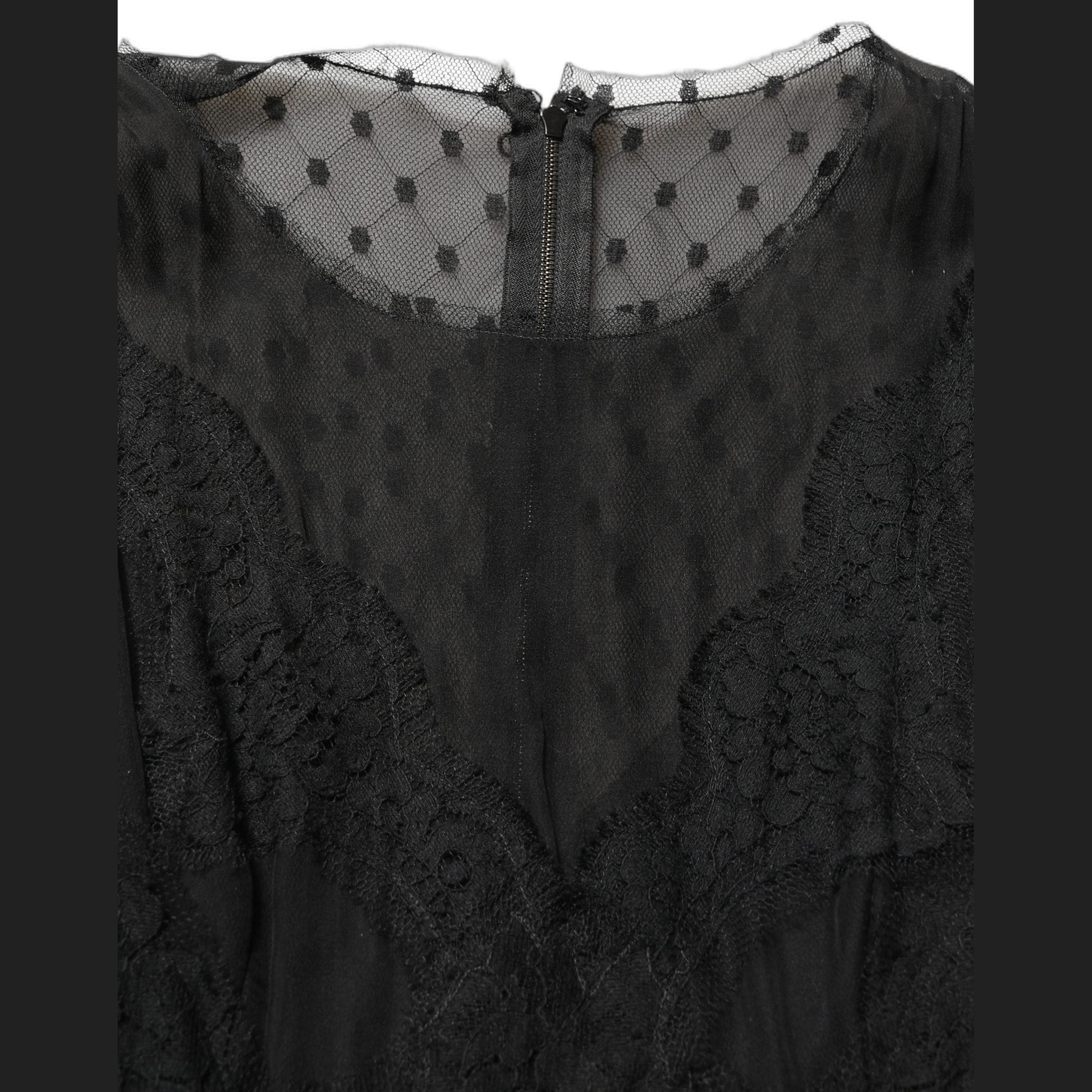 Dolce & Gabbana Black Lace Trim Sleeveless A-line Mini Dress