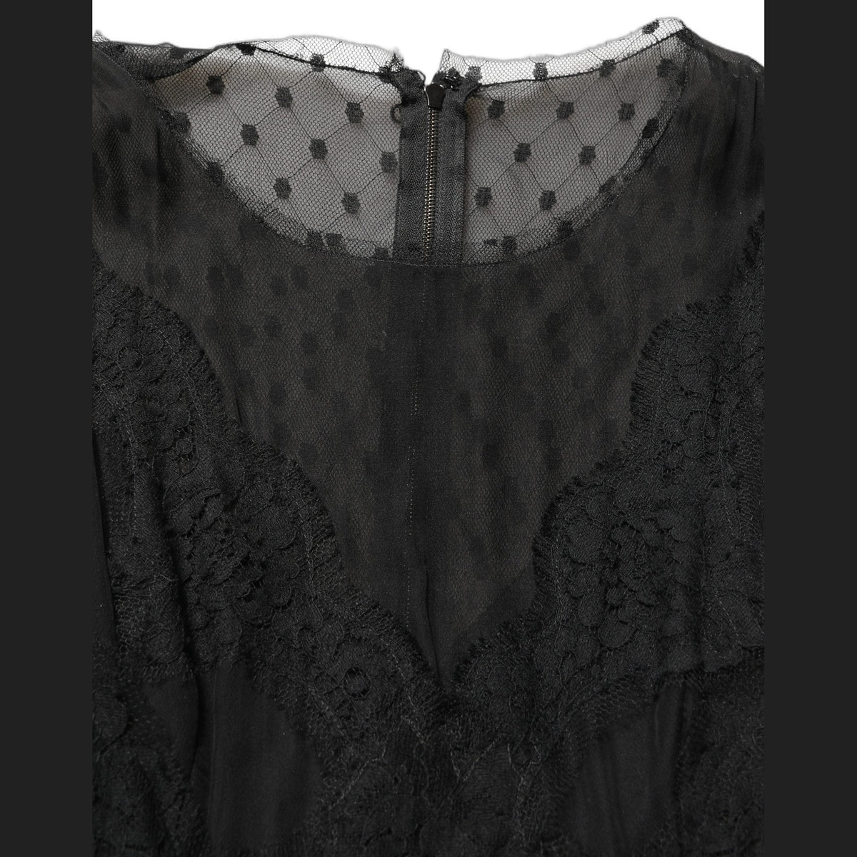 Dolce & Gabbana Black Lace Trim Sleeveless A-line Mini Dress
