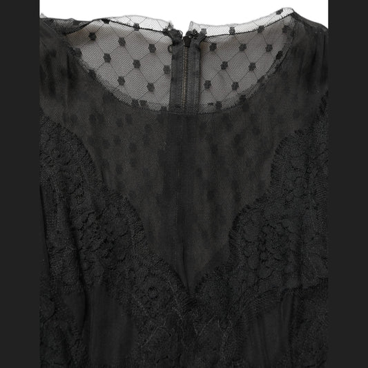 Dolce & Gabbana Black Lace Trim Sleeveless A-line Mini Dress
