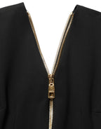 Dolce & Gabbana Black Long Sleeves Front Zipper Midi Dress