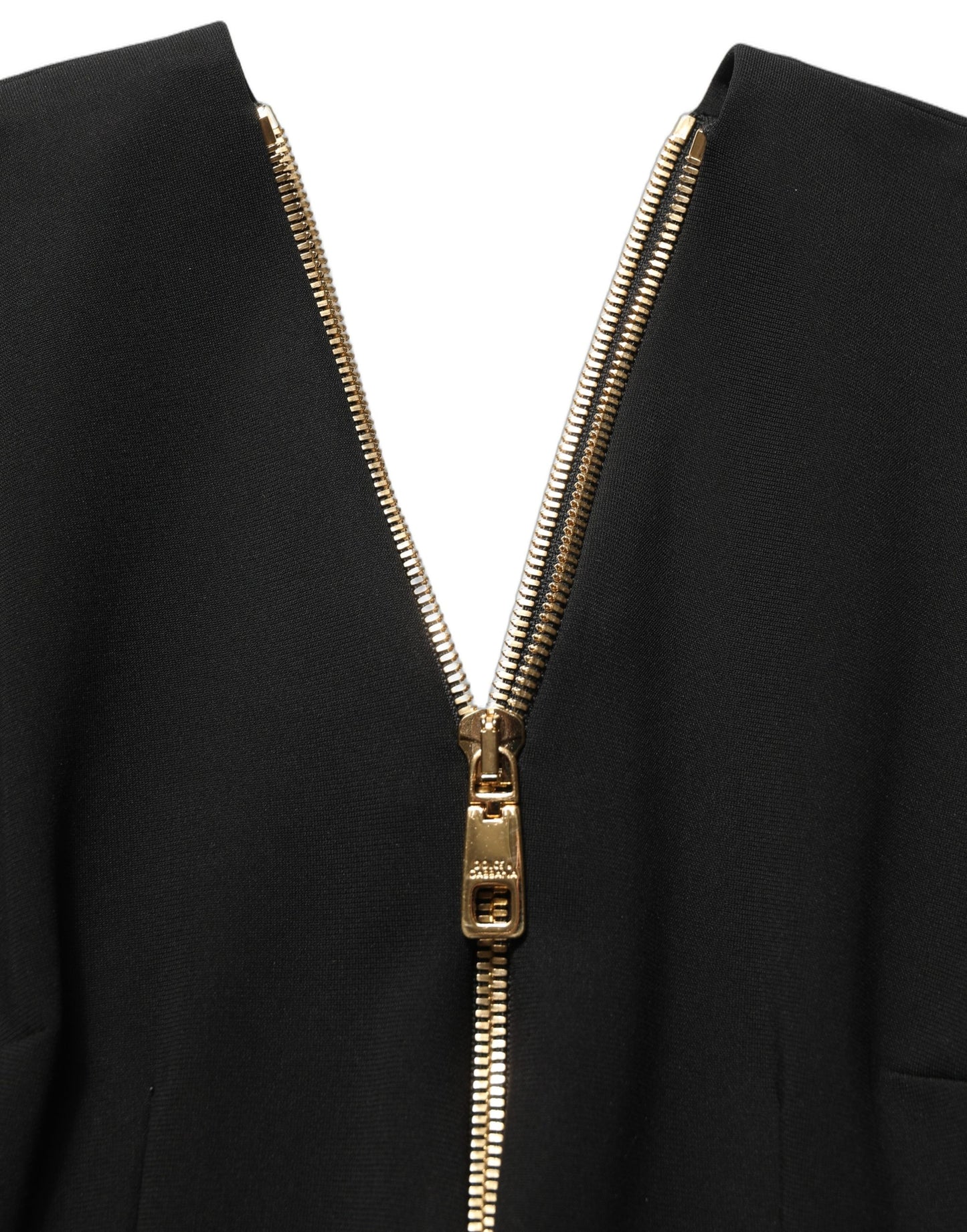 Dolce & Gabbana Black Long Sleeves Front Zipper Midi Dress Dolce & Gabbana