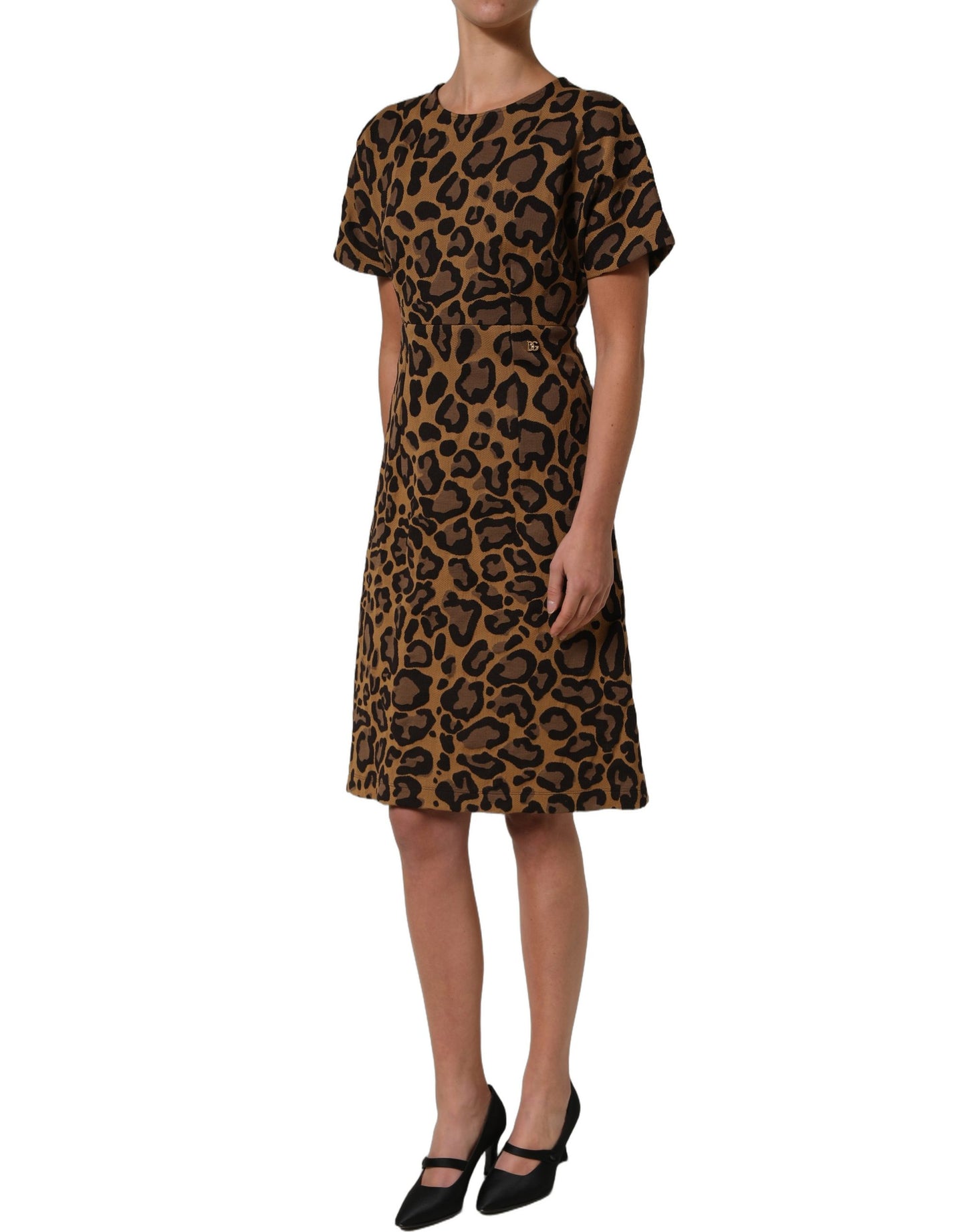 Dolce & Gabbana Brown LeopardPrint Flared A-line Mini Dress Dolce & Gabbana