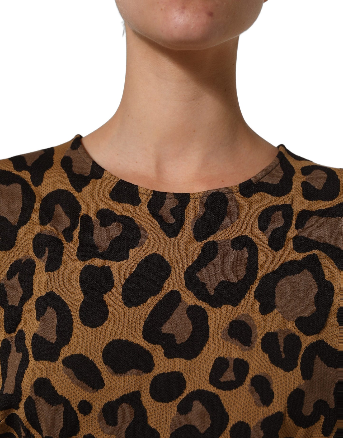 Dolce & Gabbana Brown LeopardPrint Flared A-line Mini Dress Dolce & Gabbana