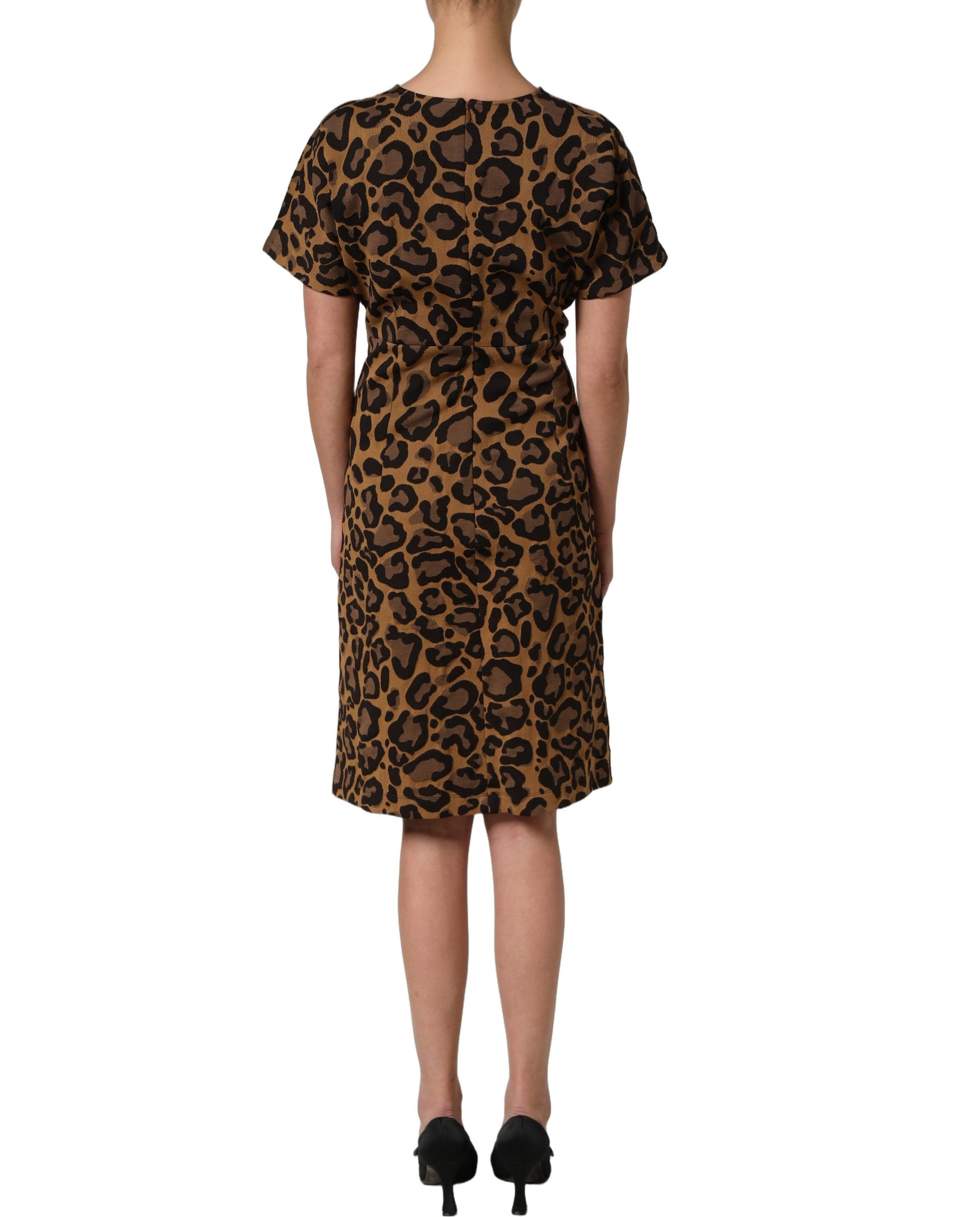 Dolce & Gabbana Brown LeopardPrint Flared A-line Mini Dress Dolce & Gabbana