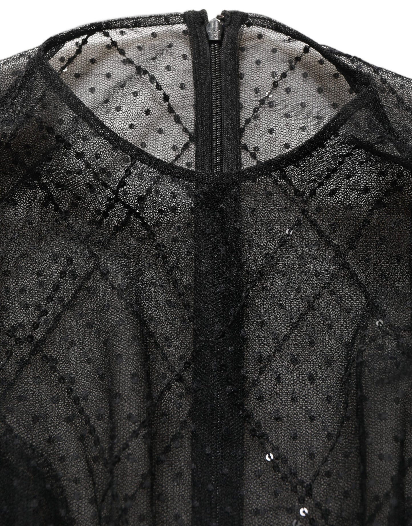 Dolce & Gabbana Black Mesh Lace Long Sleeved Maxi Gown Dress Dolce & Gabbana
