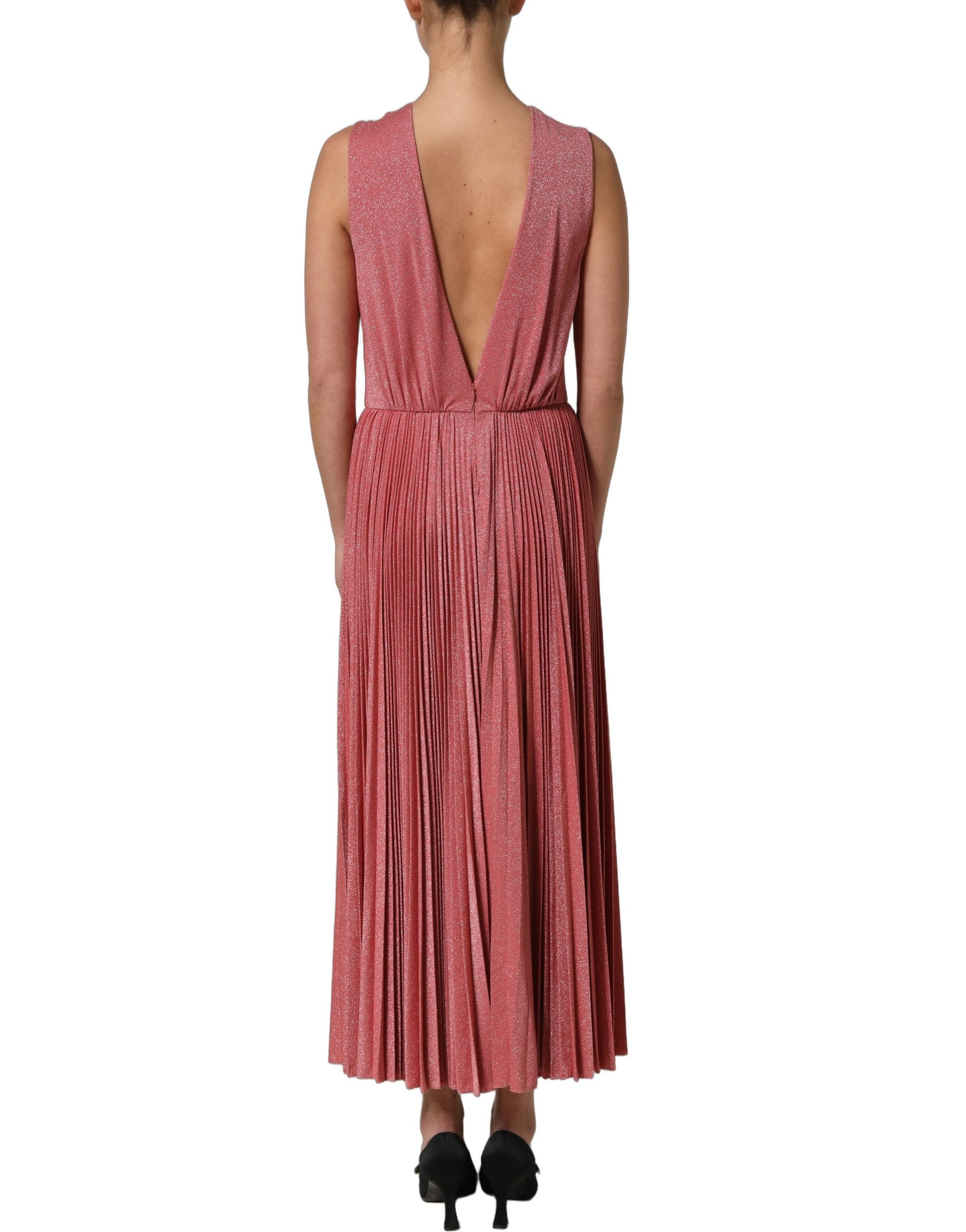 Dolce & Gabbana Coral Pink Pleated Sleeveless Max Dress Dolce & Gabbana