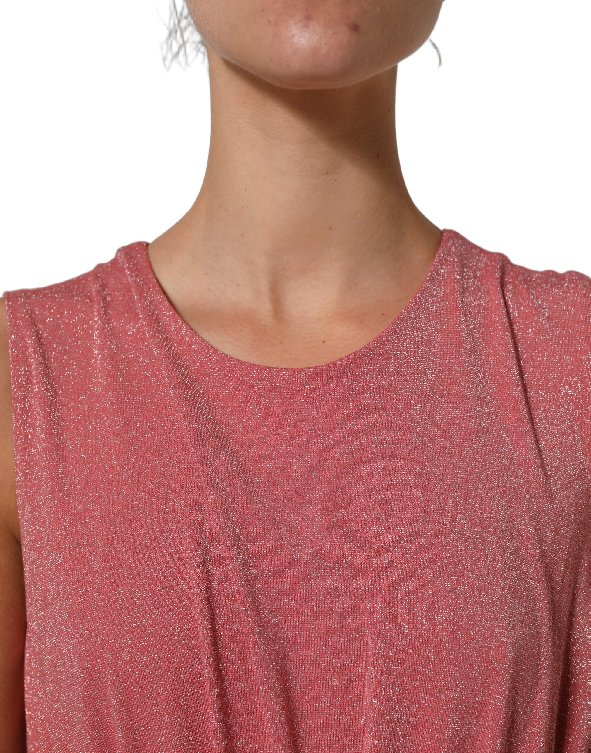 Dolce & Gabbana Coral Pink Pleated Sleeveless Max Dress Dolce & Gabbana