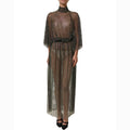 Dolce & Gabbana Black Rhinestone Mesh Turtleneck Maxi Dress