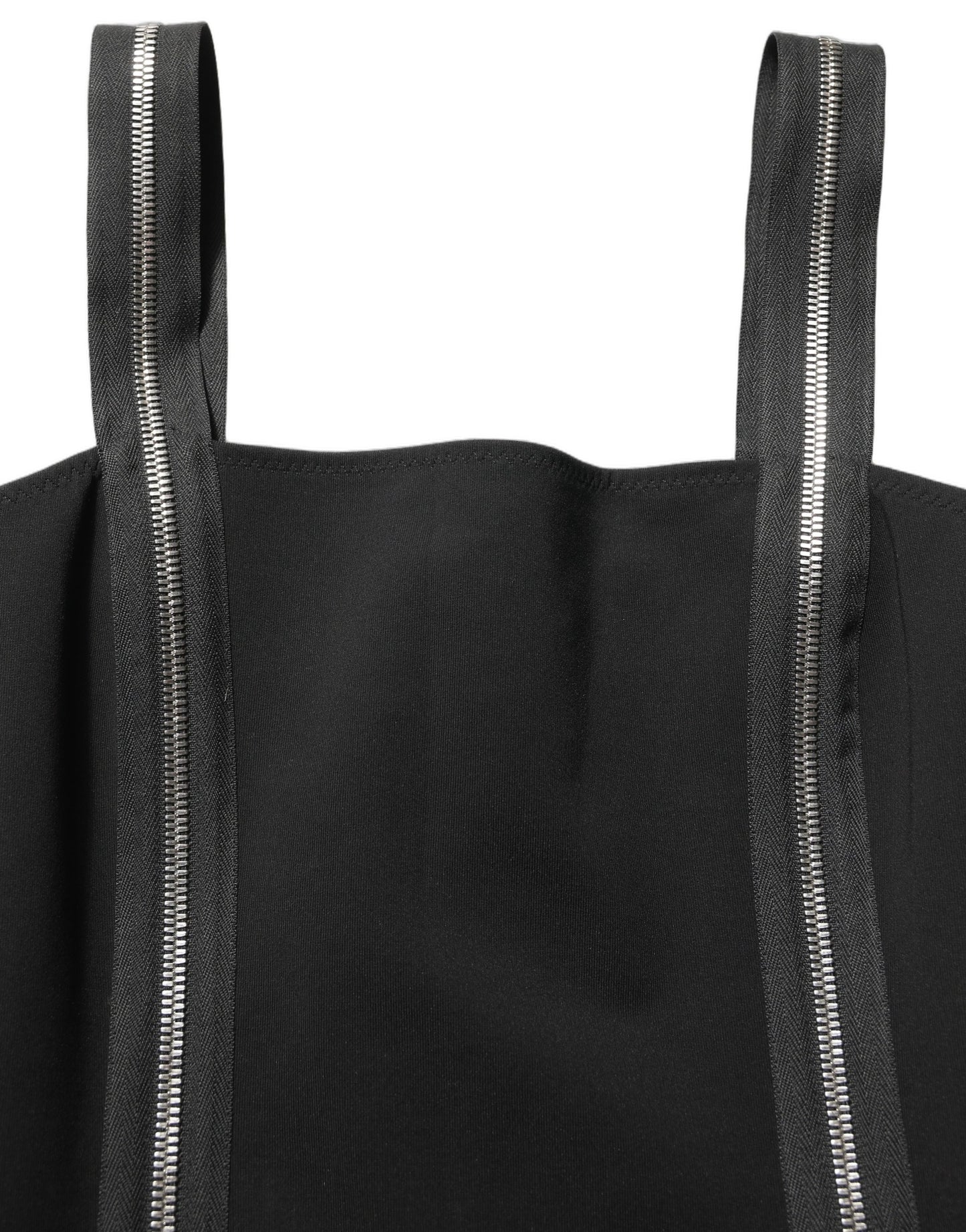 Dolce & Gabbana Black Sleeveless Front Zipper Midi Dress Dolce & Gabbana