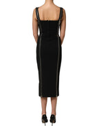 Dolce & Gabbana Black Sleeveless Front Zipper Midi Dress