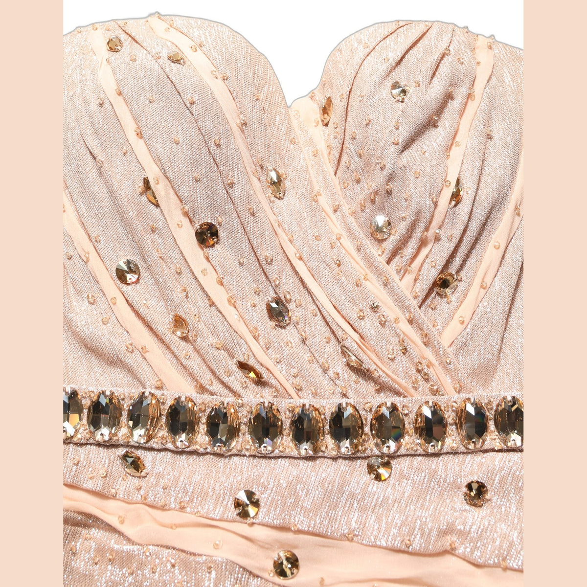 Dolce & Gabbana Nude Embellished Strapless Evening Gown Dress