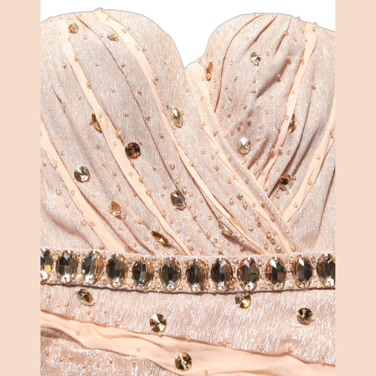 Dolce & Gabbana Nude Embellished Strapless Evening Gown Dress