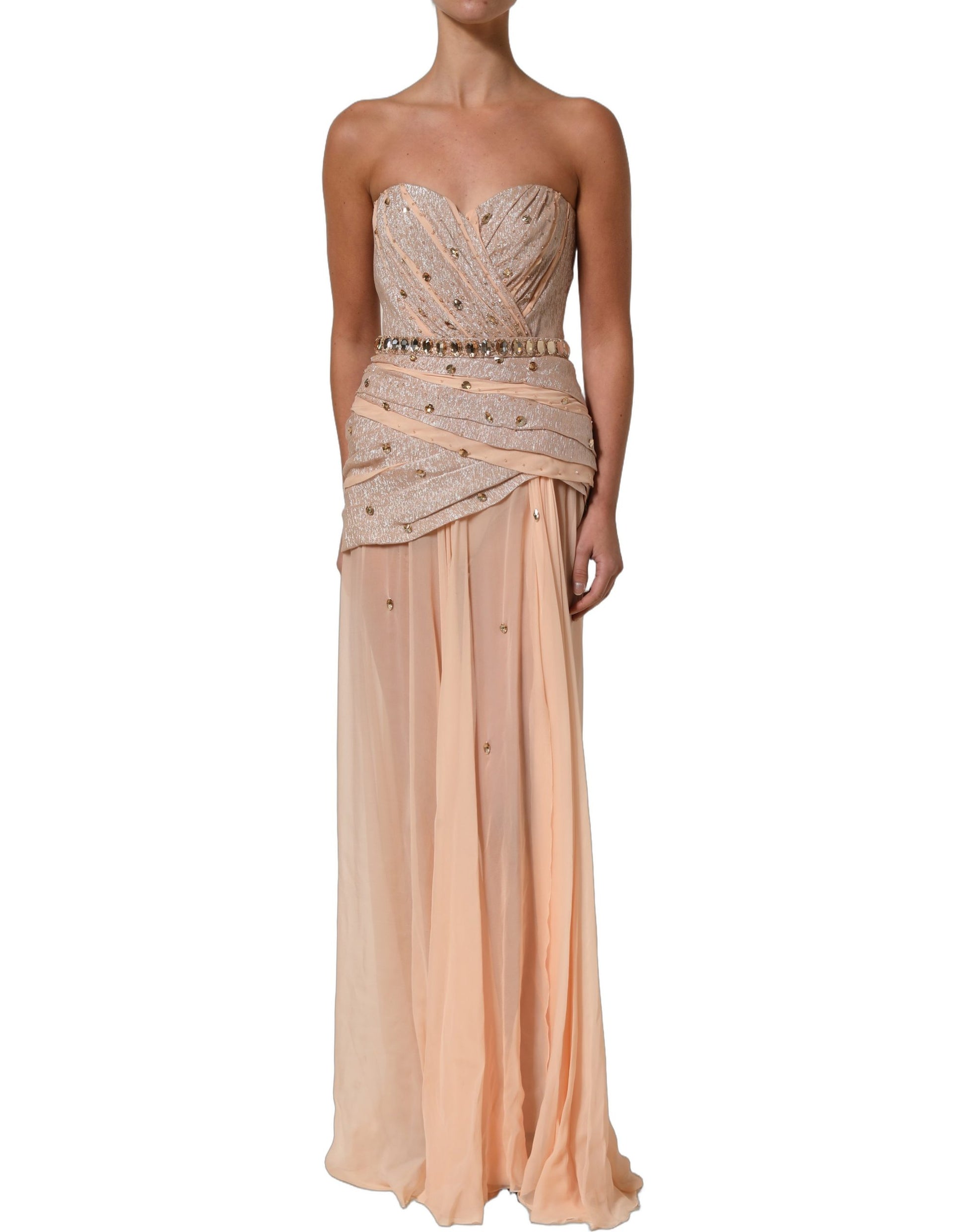 Dolce & Gabbana Nude Embellished Strapless Evening Gown Dress Dolce & Gabbana