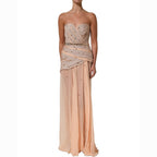 Dolce & Gabbana Nude Embellished Strapless Evening Gown Dress