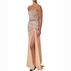 Dolce & Gabbana Nude Embellished Strapless Evening Gown Dress