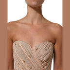 Dolce & Gabbana Nude Embellished Strapless Evening Gown Dress