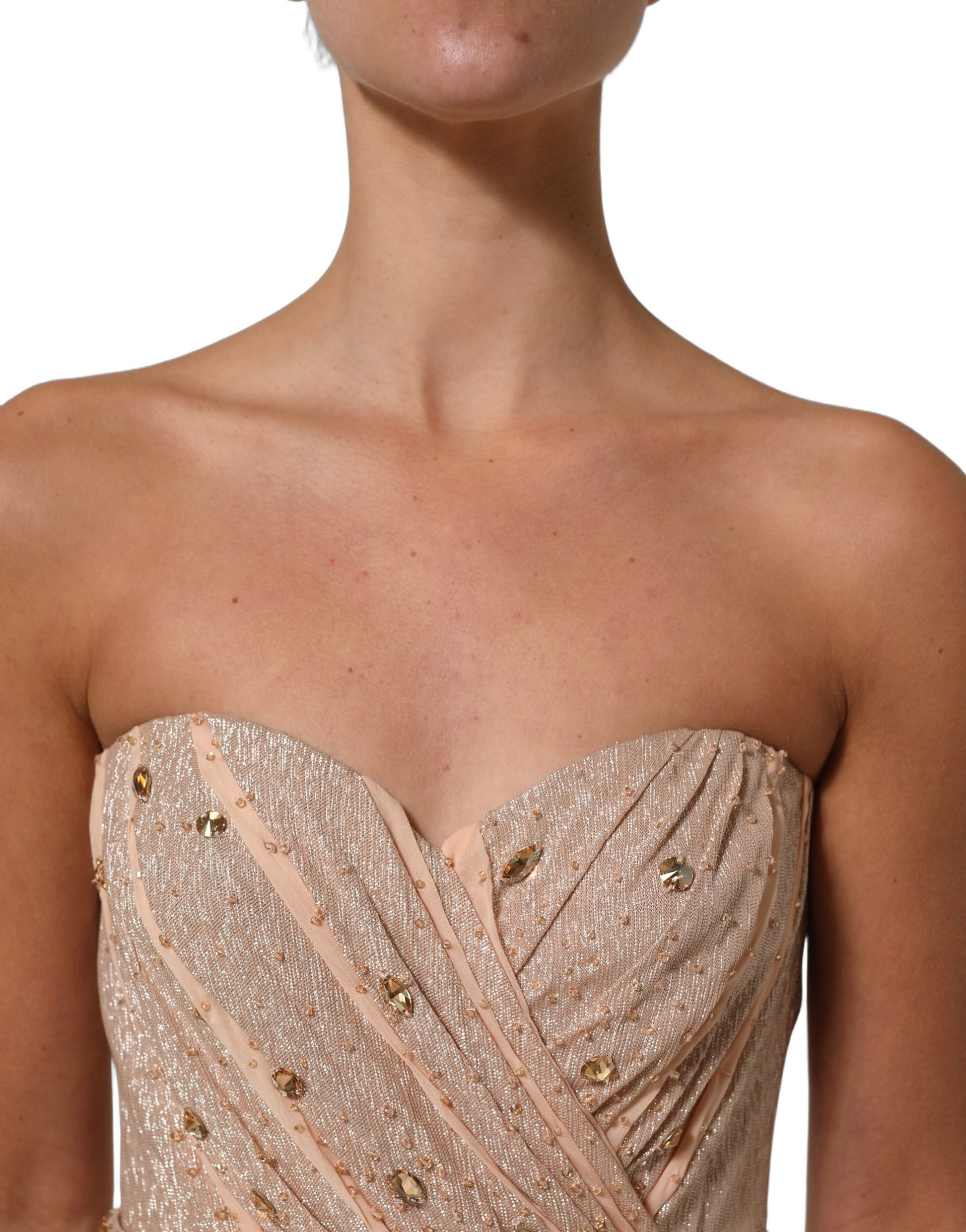 Dolce & Gabbana Nude Embellished Strapless Evening Gown Dress Dolce & Gabbana