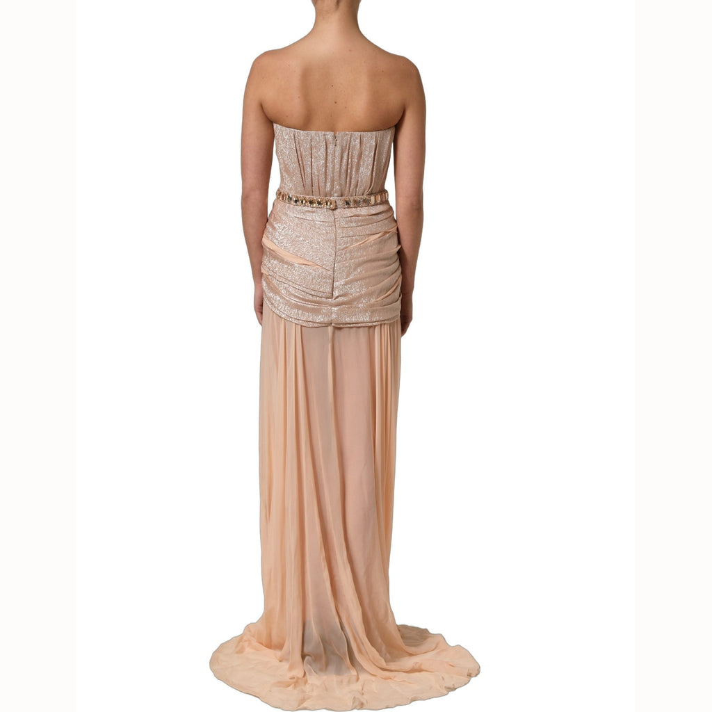 Dolce & Gabbana Nude Embellished Strapless Evening Gown Dress