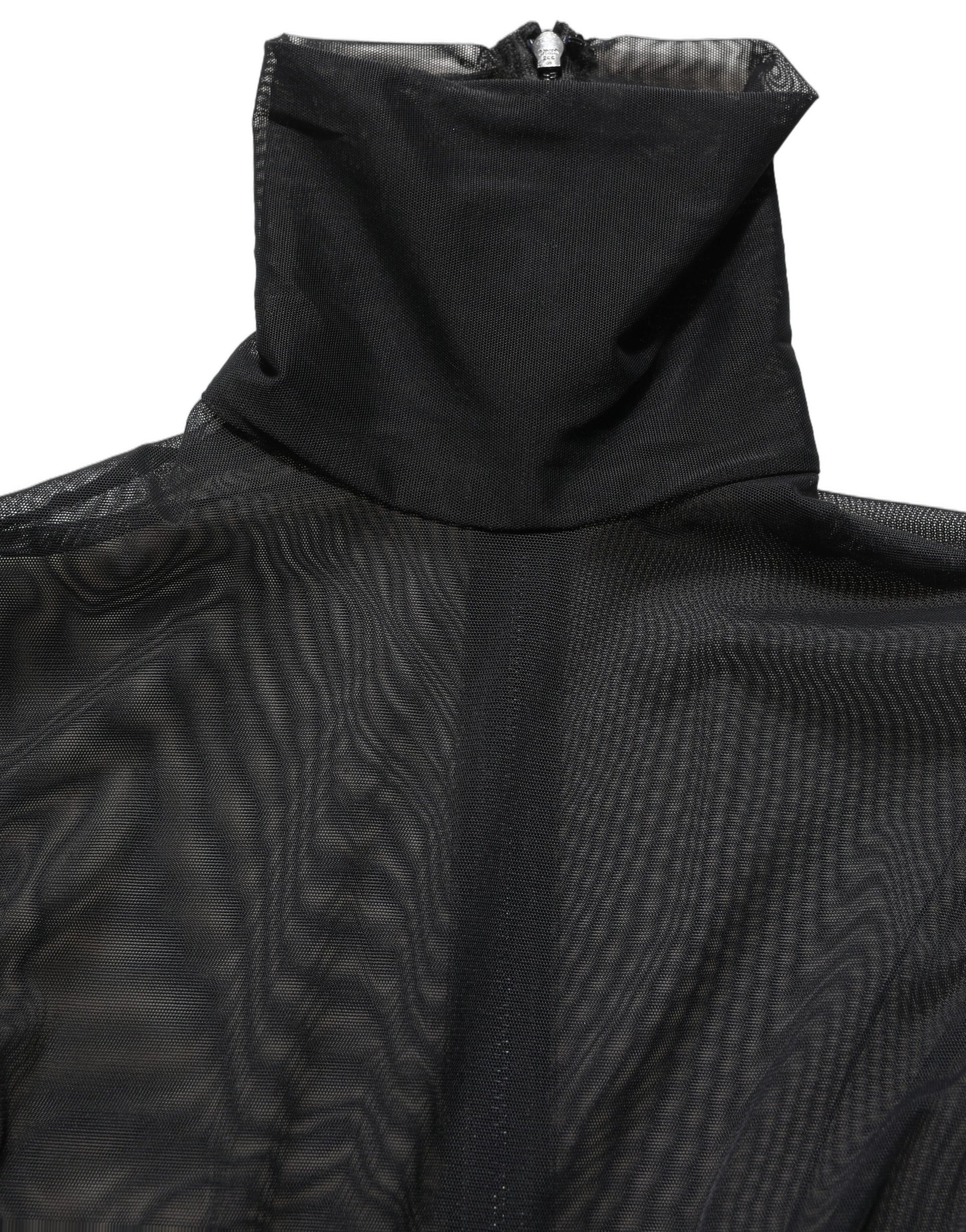 Dolce & Gabbana Black Sheer Mesh Jumpsuit Turtleneck Dress Dolce & Gabbana