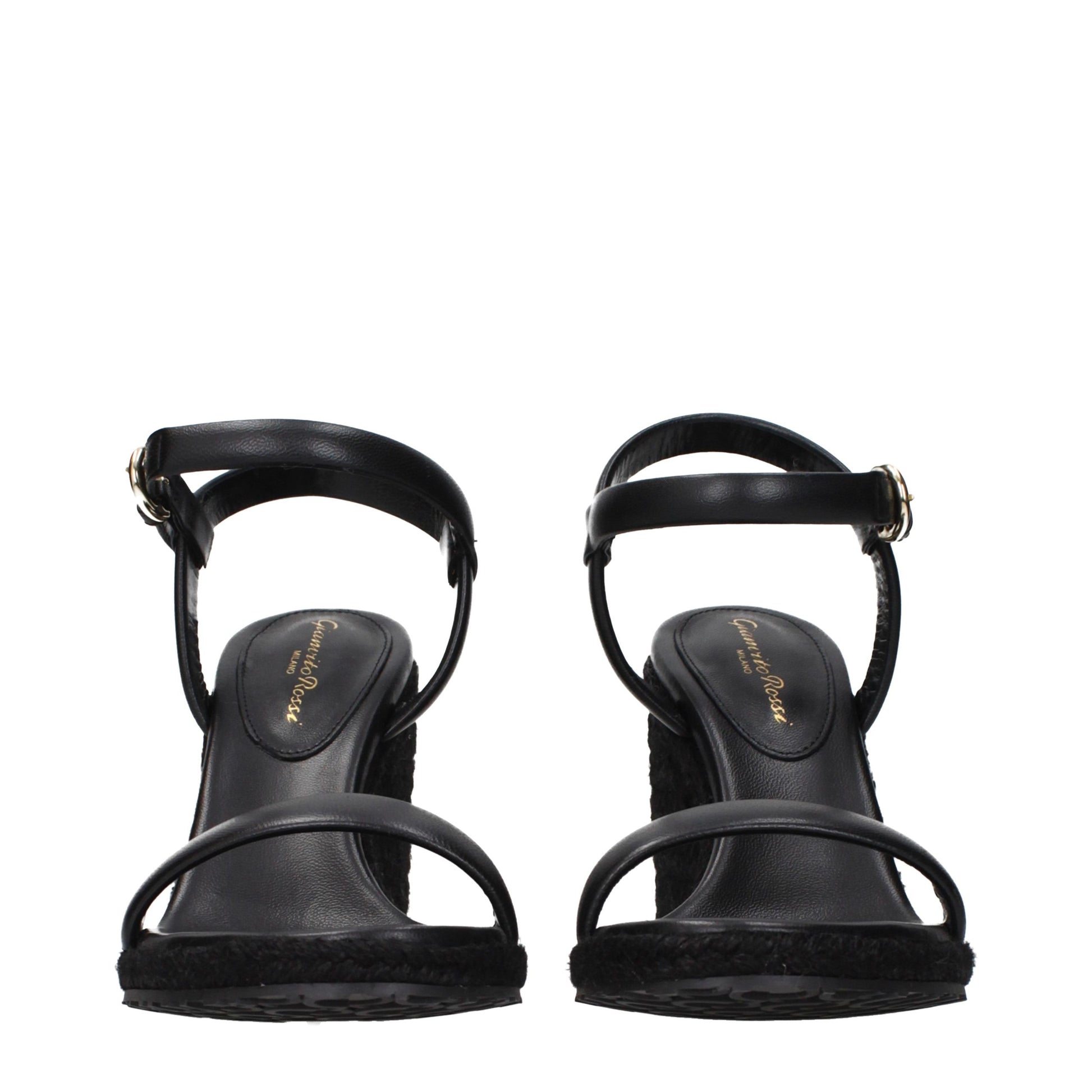 Gianvito Rossi Black Leather Wedge Sandals
