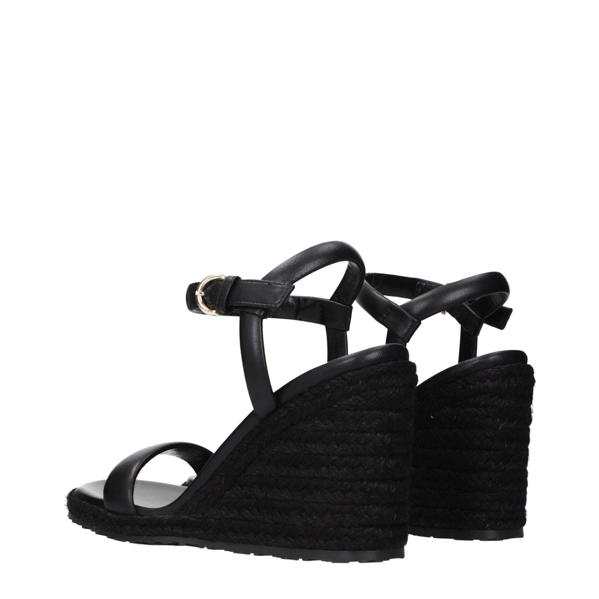 Gianvito Rossi Black Leather Wedge Sandals