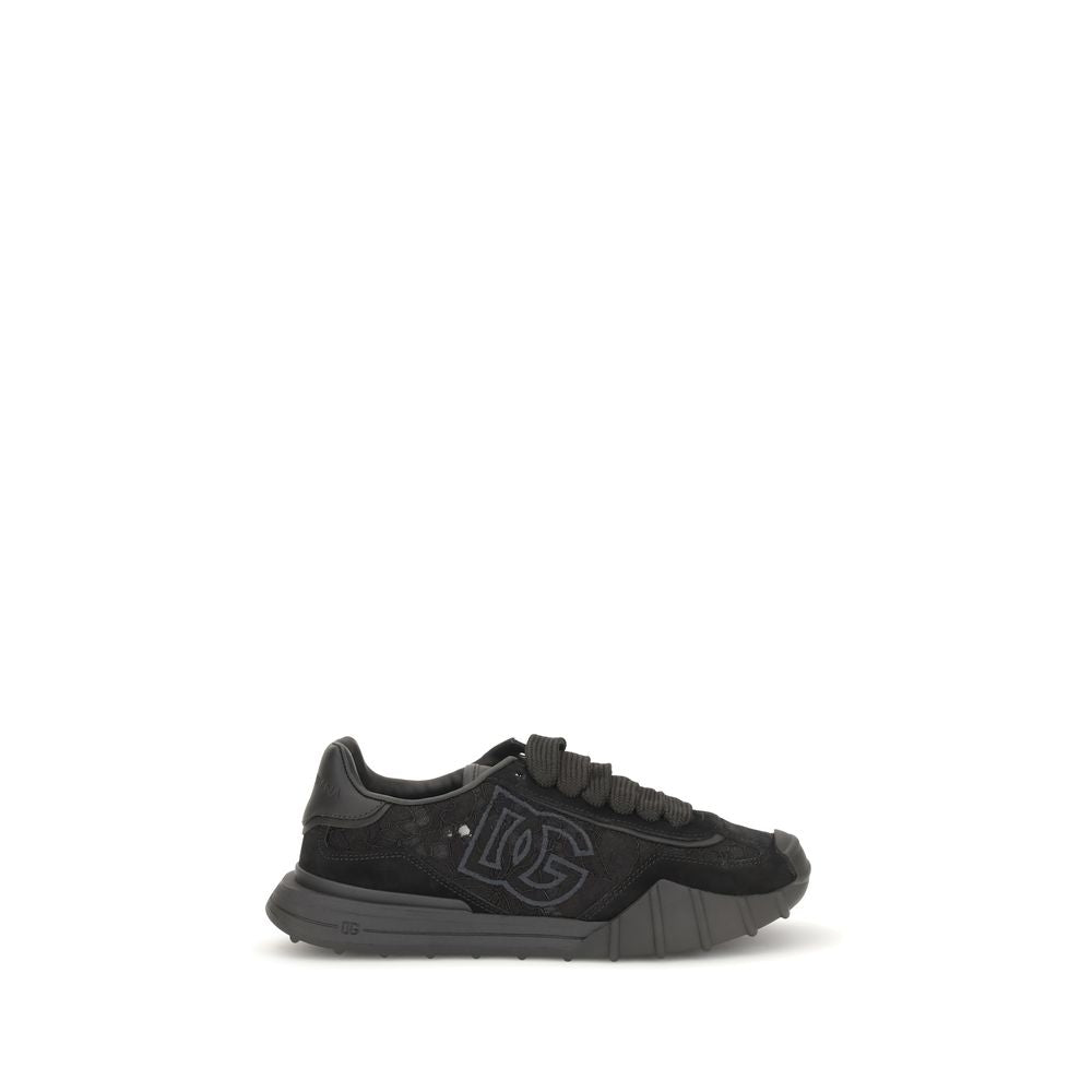 Dolce & Gabbana Black Calf Leather Bos Taurus Chunky Sneakers Dolce & Gabbana