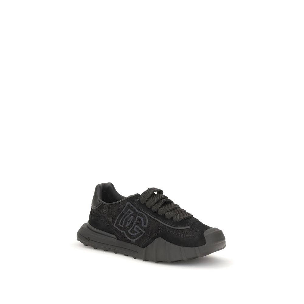 Dolce & Gabbana Black Calf Leather Bos Taurus Chunky Sneakers Dolce & Gabbana