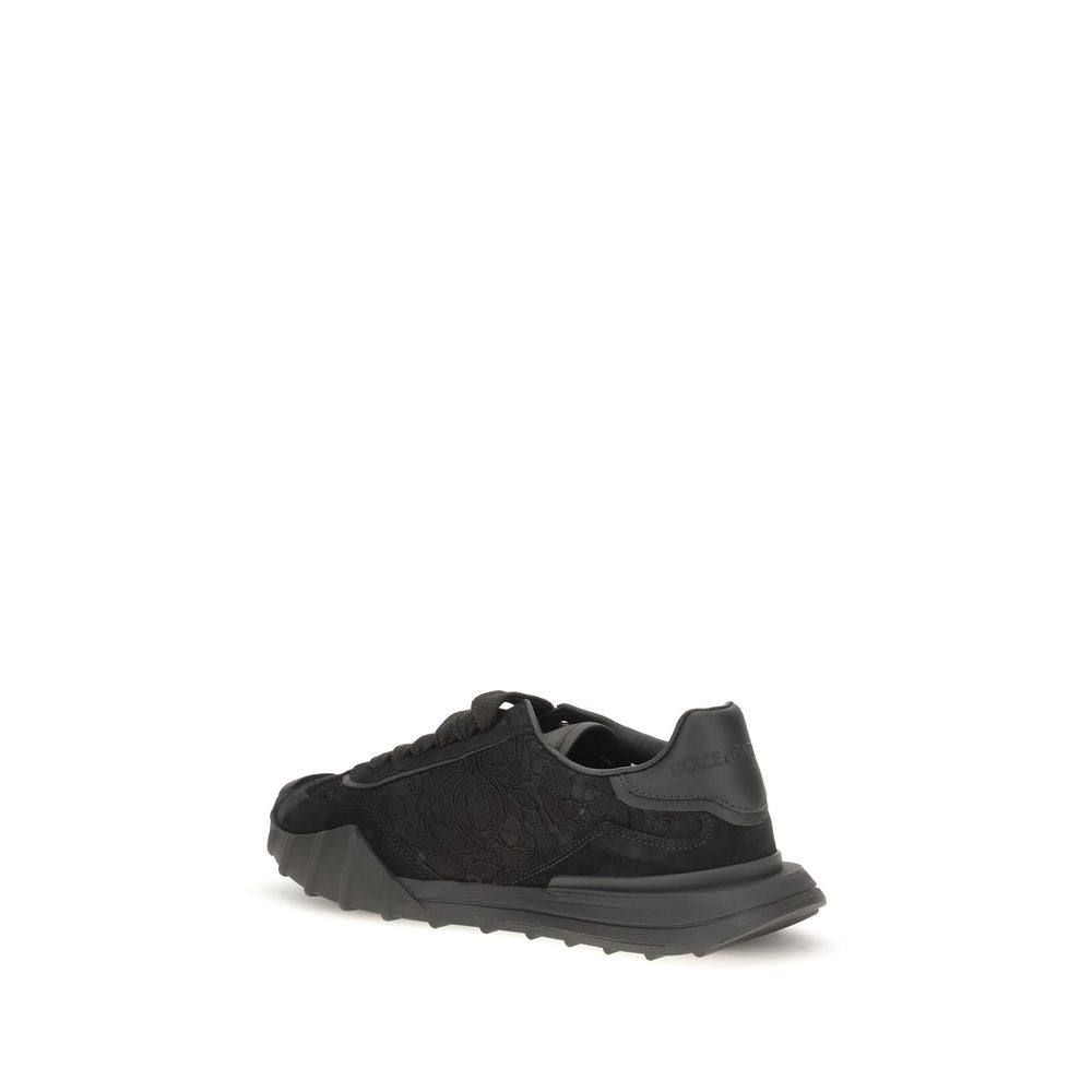 Dolce & Gabbana Black Calf Leather Bos Taurus Chunky Sneakers Dolce & Gabbana