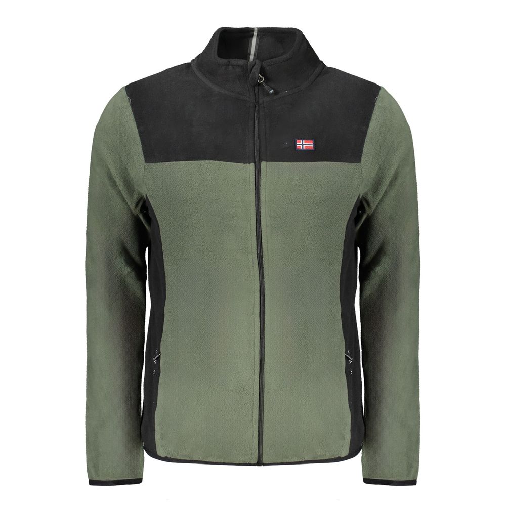 Green polyester men's sweater from Norway 1963 featuring a classic crew neck and textured knit design.