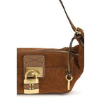 Chloé brown calf leather Bos Taurus shoulder bag with gold-tone hardware and structured design.
