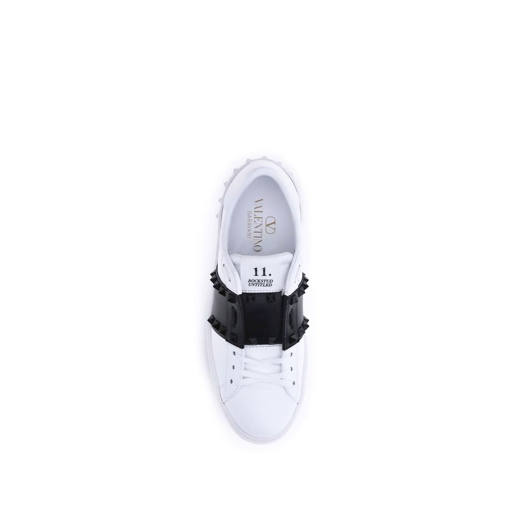 Valentino Garavani White Calf Leather Bos Taurus Low Top Sneakers - Eljoys Fashion 