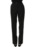 Dolce & Gabbana Black High Waist Straight Dress Trouser Pants - Eljoys Fashion 