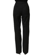 Dolce & Gabbana Black High Waist Straight Dress Trouser Pants