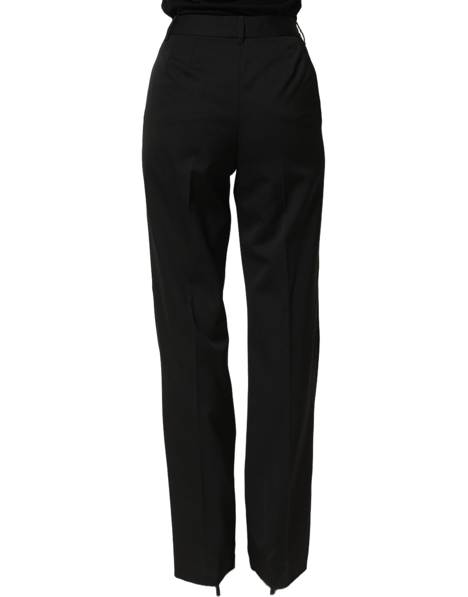 Dolce & Gabbana Black High Waist Straight Dress Trouser Pants Dolce & Gabbana