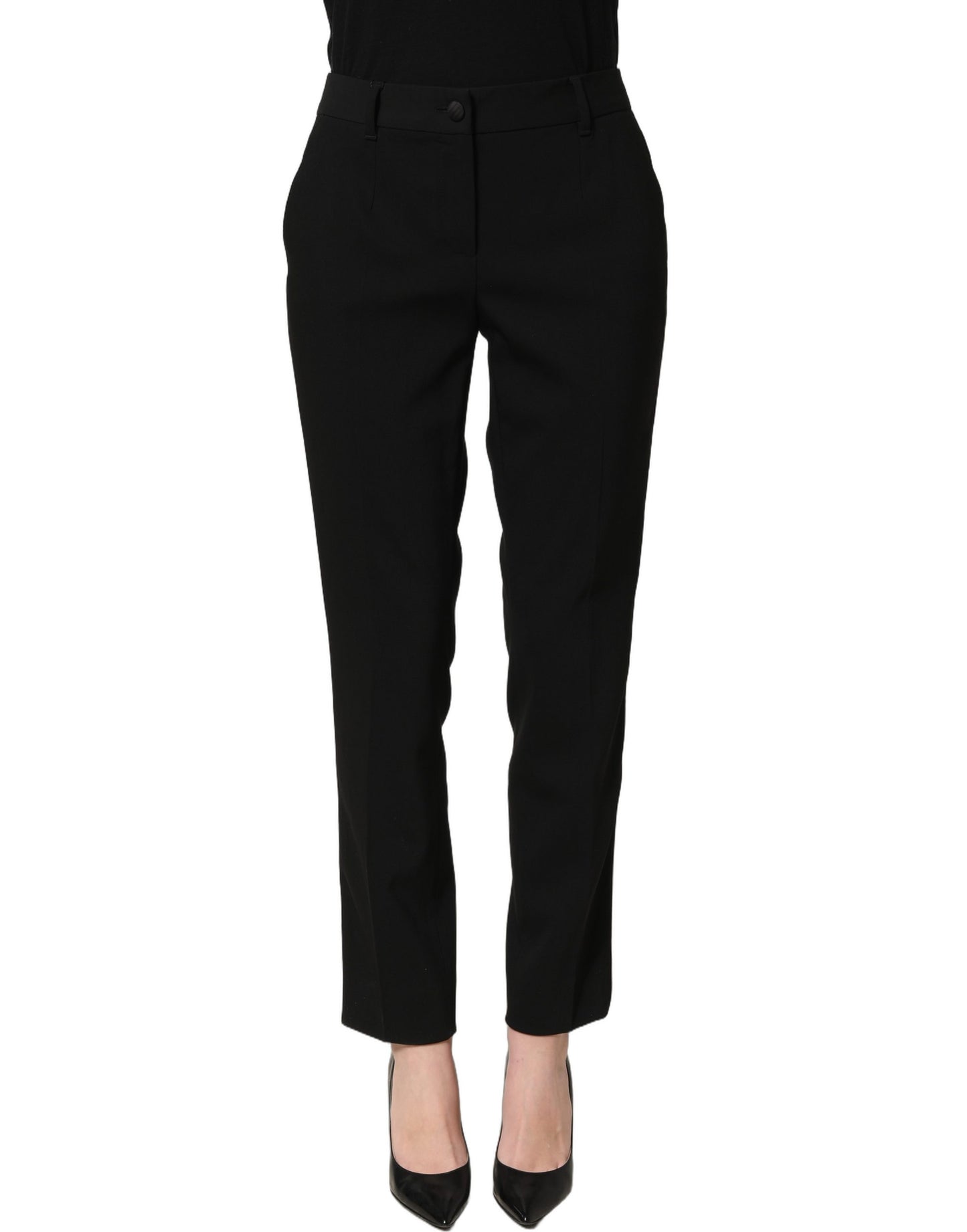 Dolce & Gabbana Black HighWaist Straight Dress Trouser Pants Dolce & Gabbana