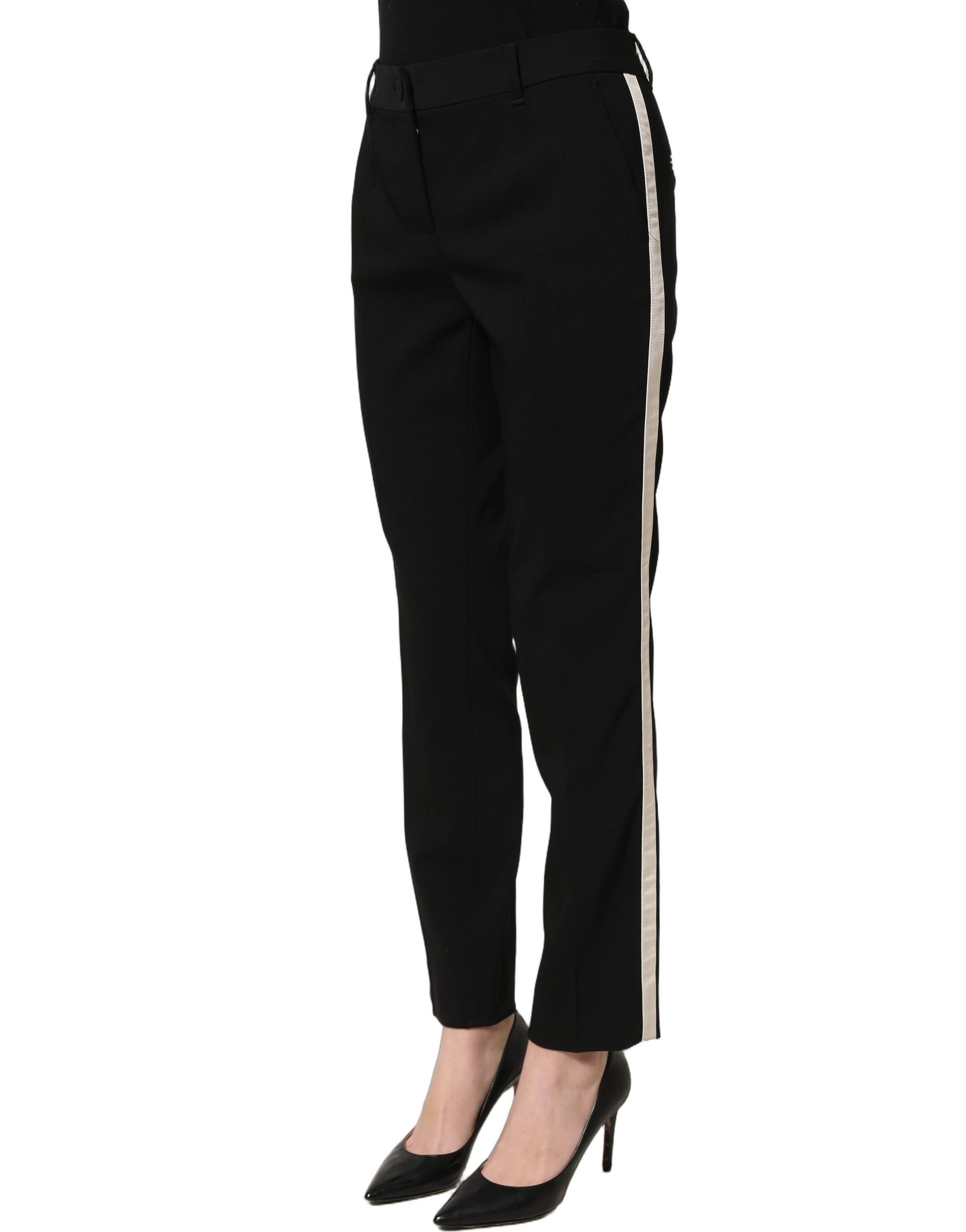 Dolce & Gabbana Black HighWaist Straight Dress Trouser Pants Dolce & Gabbana
