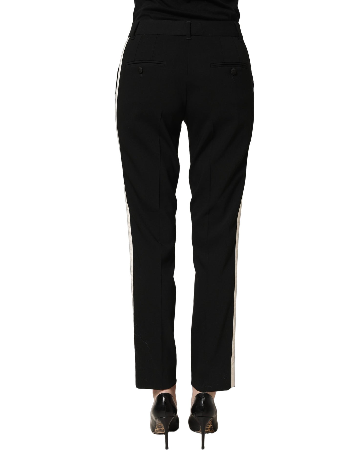 Dolce & Gabbana Black HighWaist Straight Dress Trouser Pants Dolce & Gabbana