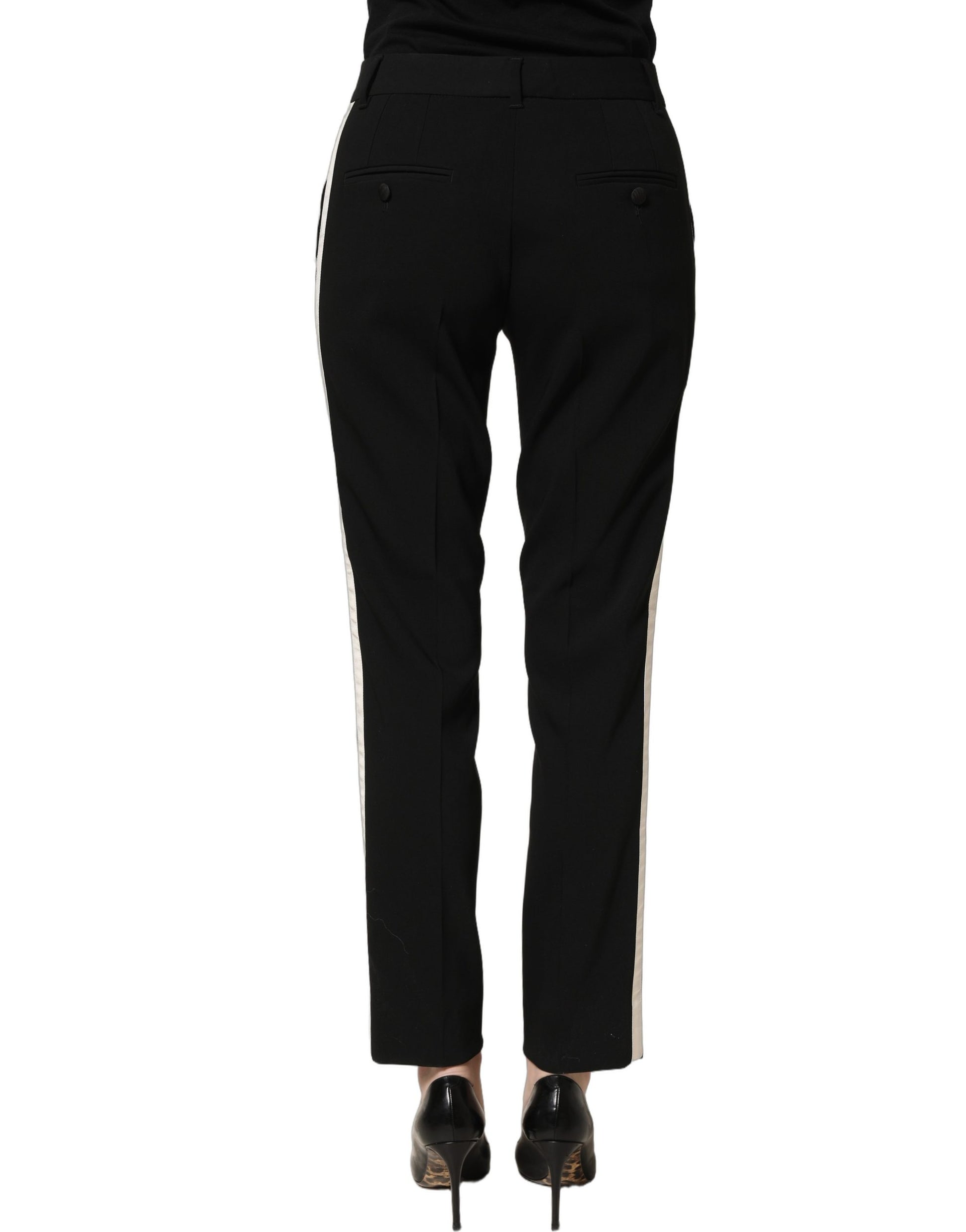 Dolce & Gabbana Black HighWaist Straight Dress Trouser Pants Dolce & Gabbana