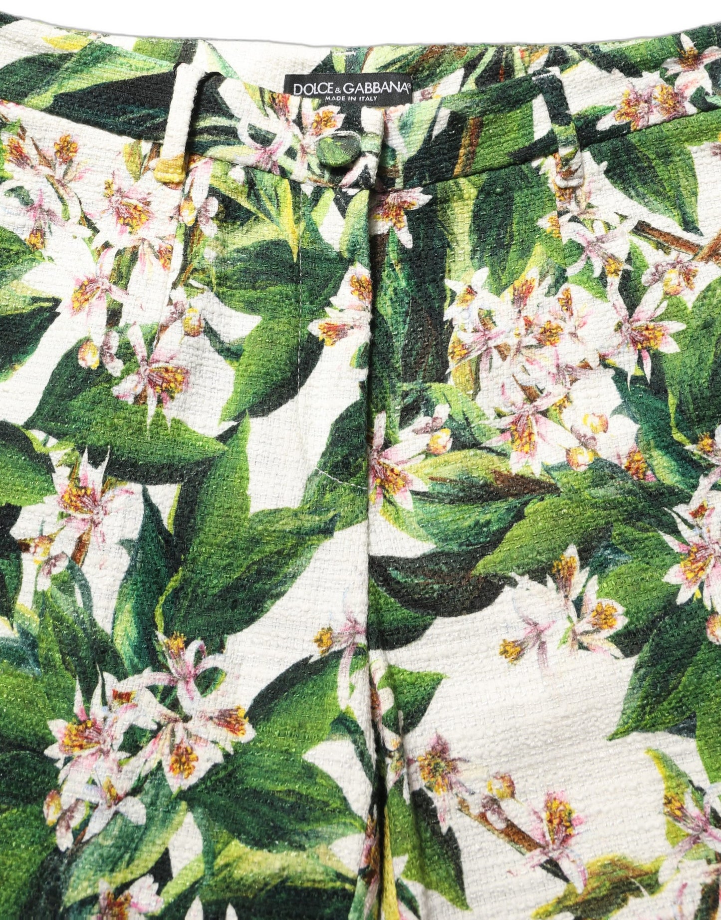 Dolce & Gabbana White Floral Print Cropped Straight Pants Dolce & Gabbana