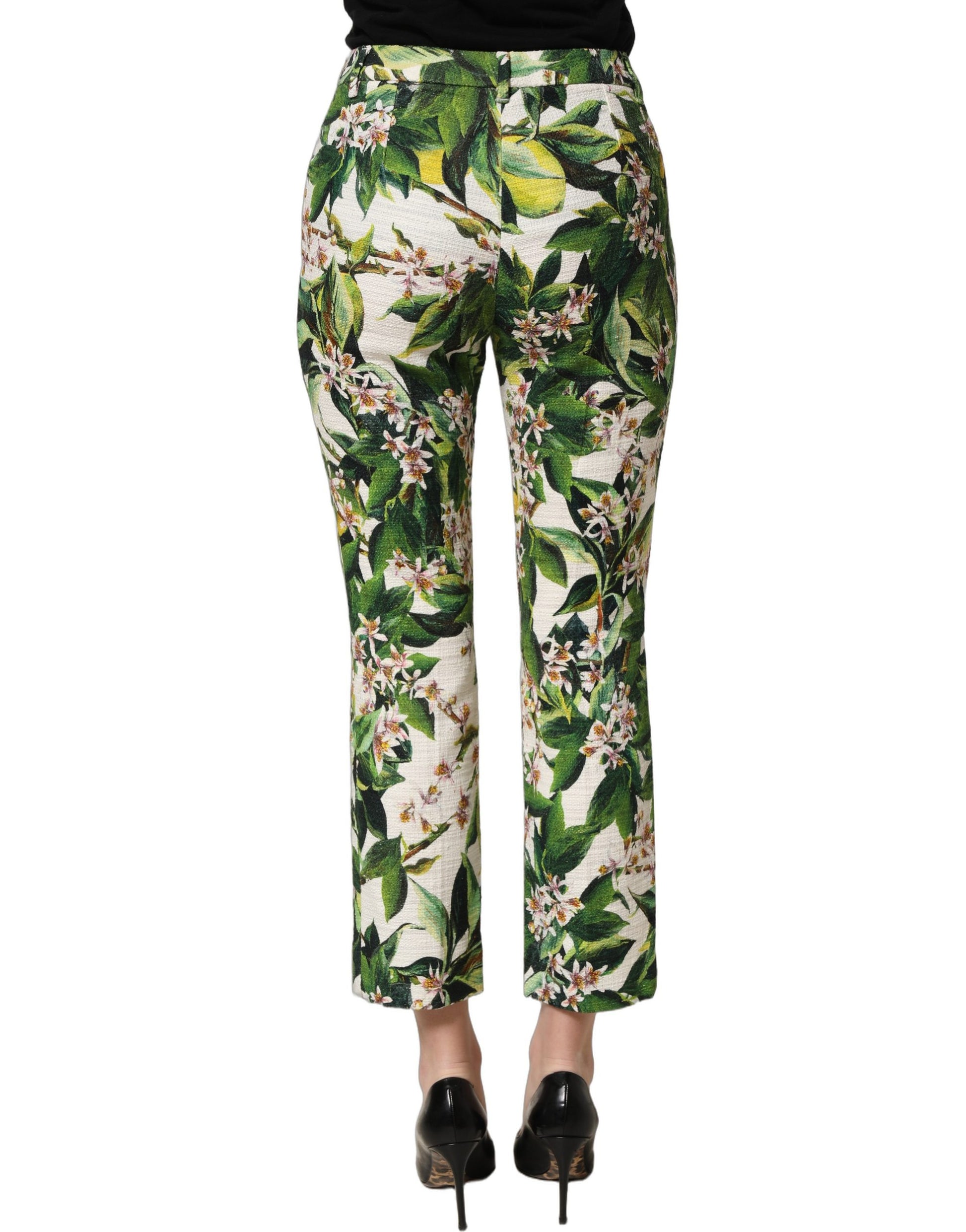 Dolce & Gabbana White Floral Print Cropped Straight Pants Dolce & Gabbana