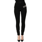 Dolce & Gabbana Black Grace Rhinestone HighWaist Denim Jeans